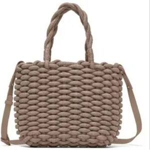 Zara Taupe Woven Tote Bag